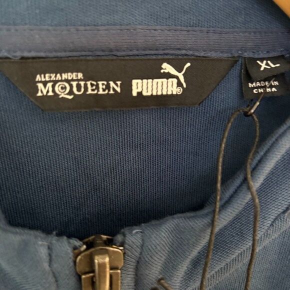 Alexander McQueen X Puma Collab Mens Zip Up Jacket XL Blue Logo Casual NWT Flaw - Picture 6 of 13